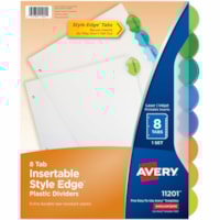 Avery® Insertable Style Edge(tm) Plastic Dividers, 8 tabs, 1 set - 8 x Divider(s) - 8 - 8 Tab(s)/Set - 8.50" (215.90 mm) Divider Width x 11" (279.40 mm) Divider Length - 3 Hole Punched - Translucent Plastic Divider - Multicolor Plastic Tab(s) - Customizable, Hole-punched, Insertable, Sturdy, 