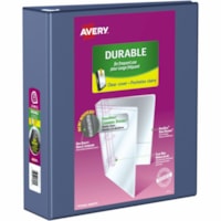 Avery® Durable View Binder 3" , Slant D Rings, Navy - 3" (76.20 mm) Binder Capacity - Letter - 8 1/2" (215.90 mm) x 11" (279.40 mm) Sheet Size - 600 Sheet Capacity - 3 Ring(s) - Fastener(s): Slant D-Ring - Pocket(s): 2, Internal - Polypropylene - Navy - Recycled - Pocket, Durable, Tear Resistant