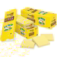Post-it® - Boîte de rangement de feuillets super collants - largeur de drapeau/note 3 po (76,20 mm) x longueur de drapeau/note 3 po (76,20 mm) - Carré - Jaune canari - Autocollant - 24 / emballage