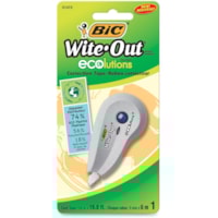 Wite-Out Correction Tape - 0.20" (5.08 mm) Tape Width x 19.8 ft (6.04 m) Tape Length - 1 Line(s) - White Tape - White Dispenser - Odorless, Removable - White