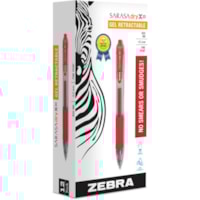 Zebra SARASA dry X20 Retractable Gel Pen - 0.5 mm (0.02") Fine Pen Point - Retractable - Red Ink - Gel-based - Transparent, Red Barrel - 1 Dozen