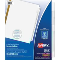 Avery® Big Tab(tm) Insertable Dividers, 8 tabs, 1 set - 8 x Divider(s) - 8 - 8 Tab(s)/Set - 8.50" (215.90 mm) Divider Width x 11" (279.40 mm) Divider Length - 3 Hole Punched - White Paper Divider - Clear Paper, Plastic Tab(s) - 20% Recycled - 8 / Set