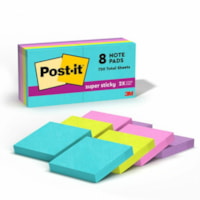 Post-it® - Feuillets super collants - Collection Éclat de lumière - largeur de drapeau/note 2 po (50,80 mm) x longueur de drapeau/note 2 po (50,80 mm) - Rectangulaires - 90 Feuilles par bloc - Rose, Jardin d'iris - Papier - Autocollant, Recyclable - 8 / emballage
