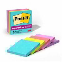 Post-it® - Feuillets super collants - Collection Éclat de lumière - largeur de drapeau/note 3 po (76,20 mm) x longueur de drapeau/note 3 po (76,20 mm) - Carré - 90 Feuilles par bloc - Rose, Jardin d'iris - Papier - Recyclable, Repositionnables - 5 / emballage