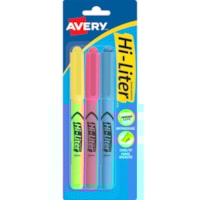 Avery® Hi - Liter Desk Style Highlighters - Chisel Marker Point - Washable - Fluorescent Barrel - 3 / Pack