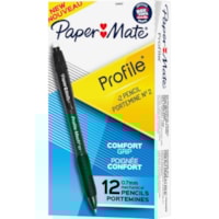 Paper Mate Profile Mechanical Pencils - 0.7 mm (0.03") Black Lead - Refillable - Black Barrel - 12 / Box