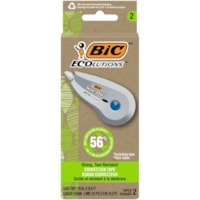 BIC Ecolutions Wite-Out Brand Correction Tape, 6.03 Meters, 2-Count Pack, Correction Tape Made from 56% Recycled Plastic - 19.8 ft (6.04 m) Tape Length - 1 Line(s) - Disposable, Tear Resistant, Protective Cap - White - 2 / Pack