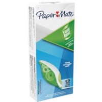 Paper Mate Dryline Grip Correction Tape - 0.20" (5 mm) Tape Width x 27.9 ft (8.50 m) Tape Length - 1 Line(s) - Non-refillable, Break Resistant, Mess-free - Green - 12 / Pack