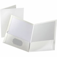 Oxford Letter Portfolio - 8 1/2" (215.90 mm) x 11" (279.40 mm) - 100 Sheets Capacity - 2 Pocket(s) - Paperboard - White - 1 Each