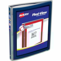 Avery® Flexi-View(tm) Binder 1/2" , Round Rings, Blue - 1/2" (12.70 mm) Binder Capacity - Letter - 8 1/2" (215.90 mm) x 11" (279.40 mm) Sheet Size - 100 Sheet Capacity - 3 x 0.50" (12.70 mm) Ring(s) - Fastener(s): Round Ring - Pocket(s): 0, Internal - Polypropylene - Navy Blue - Flexible, Dur