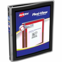 Avery® Flexi-View(tm) Binder 1/2" , Round Rings, Black - 1/2" (12.70 mm) Binder Capacity - Letter - 8 1/2" (215.90 mm) x 11" (279.40 mm) Sheet Size - 100 Sheet Capacity - 3 x 0.50" (12.70 mm) Ring(s) - Fastener(s): Round Ring - Pocket(s): 0, Internal - Polypropylene - Black - Flexible, Durabl
