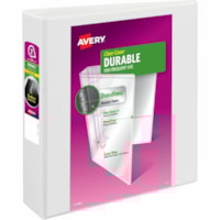 Avery® Durable View Binder 2" , Slant D Rings, White - 2" (50.80 mm) Binder Capacity - Letter - 8 1/2" (215.90 mm) x 11" (279.40 mm) Sheet Size - 530 Sheet Capacity - 3 Ring(s) - Fastener(s): Slant Ring - Pocket(s): 2 - Polypropylene - Recycled - Pocket, Durable, Tear Resistant, Flexible, Split 