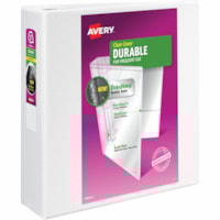Avery® Durable View Binder 3" , Slant D Rings, White - 3" (76.20 mm) Binder Capacity - Letter - 8 1/2" (215.90 mm) x 11" (279.40 mm) Sheet Size - 635 Sheet Capacity - 3 Ring(s) - Fastener(s): Slant Ring - Pocket(s): 2 - Polypropylene - Recycled - Pocket, Durable, Tear Resistant, Flexible, Split 