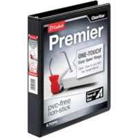 Cardinal EasyOpen Clearvue Slant D-Ring Binders - 1" (25.40 mm) Binder Capacity - Letter - 8 1/2" (215.90 mm) x 11" (279.40 mm) Sheet Size - 225 Sheet Capacity - 1" (25.40 mm) Spine Width - 3 Ring(s) - Fastener(s): D-Ring - Pocket(s): 2, Inside Front & Back - Vinyl - Black - 1.02 lb (462.66 g) - Cle