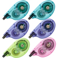 Tombow MONO Retro Correction Tape Applicator - 0.16" (4.06 mm) Tape Width x 32.8 ft (10.01 m) Tape Length - 1 Line(s) - White Tape - Ergonomic Assorted Dispenser - Acid-free, Retractable, Non-refillable - Assorted - 6 / Box